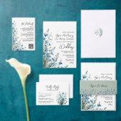 Dusty Blue Boho Chic Wildflowers Trouwkalender Save The Date (Personaliseer de collectie van deze zelfstandige maker.)