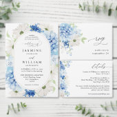 Dusty Blue & White Bloemen Details Informatiekaartje (Personaliseer de collectie van deze zelfstandige maker.)