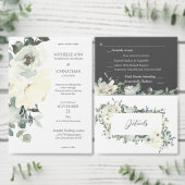 Stoffige Blauw & Witte Bloemen Bewaar de datum Acryl Uitnodigingen (Personaliseer de collectie van deze zelfstandige maker.)