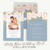 Elegant Waterverf Dusty Blue Wedding Programme Handwaaier