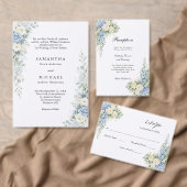 Dusty Blue White Cream Florals Wedding Kaart (Personaliseer de collectie van deze zelfstandige maker.)