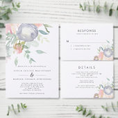 Dusty Blue Floral Vrijgezellenfeest Recipe Card In All In One Uitnodiging (Personaliseer de collectie van deze zelfstandige maker.)