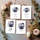 Dusty Blue en Roos Gold Floral Wedding QR Code in Kaart