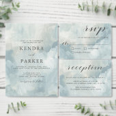 Dusty Blue Artistic Modern Abstract Bruiloft RSVP (Personaliseer de collectie van deze zelfstandige maker.)