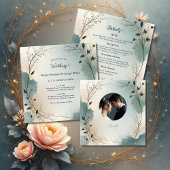 dark green elegant nature wedding wijn etiket