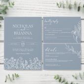 Modern minimalistisch mosterd blauw huwelijk in de kaart (Personaliseer de collectie van deze zelfstandige maker.)