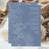 Dusty Blue Elegant Floral Wedding Briefkaart