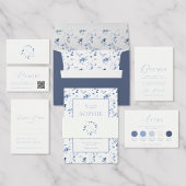 Dusty Blue Floral Save the Date Card Kaart