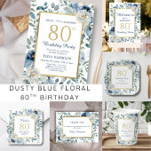 Dusty Blue Floral 85th Birthday Papieren beker