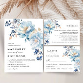 Dusty Blue Floral Winter Wedding Menu