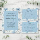 Elegant Floral Blue Country Garden Bachelorette  Uitnodiging Briefkaart (Personaliseer de collectie van deze zelfstandige maker.)