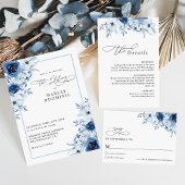 Dusty Floral Minimalist Script Rehearsal Dinner Kaart