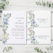 Rustiek Stof Blauw Bloemmotief Waterverf Patroon Inpakpapier Vel (Personaliseer de collectie van deze zelfstandige maker.)