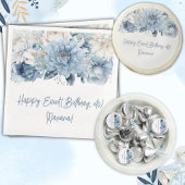 Stoffig Blauw Bloemen Bruiloft Gelofte Vernieuwing Kaart