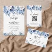 Dusty Blue Floral Flower Custom Afbeelding Wedding Save The Date (Personaliseer de collectie van deze zelfstandige maker.)