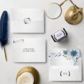 Bruiloft Dusty Blue Waterverf Flowers Silver Save The Date (Personaliseer de collectie van deze zelfstandige maker.)