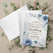 Welkom Bruiloft Dusty Blue Waterverf Flowers Programmakaart (Personaliseer deze collectie van deze onafhankelijke maker. Test)