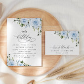 Dusty Blue Flowers, Greenery, Birthday Welcome Spandoek