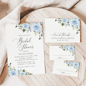 Dusty Blue Flowers, Greenery, Boho, Vrijgezellenfe Sparkling Wijnetiket