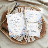 Powder Blue Floral Wedding Details Informatiekaartje