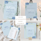 Stoffig Blauw Bloemen Hydrangea Mimosa Bar Douche Poster