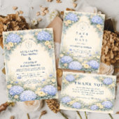 Dusty Blue Hydrangea Garden Wedding Bedankkaart