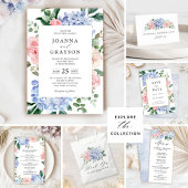 Dusty Blue Pastel Roze hortensia's Bloemenbruiloft Servet