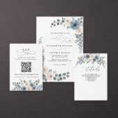 Stofbloem Blauwe Ivoor Blush Bloem Moderne Trouw Programmakaart (Personaliseer de collectie van deze zelfstandige maker.)