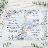 Huwelijk Stoffig Blauw Waterverf Ivoren Bloemen Bl Save The Date (Personaliseer de collectie van deze zelfstandige maker.)