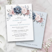 Dusty Blue Mauve Roos Pink Floral Hartelijk dank,  Ronde Sticker