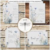 Dusty Blue Meadow Wildbloemen Moderne bruiloft Save The Date