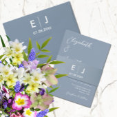 Dusty Blue & White Monogram Weddenschap Bedankzakje