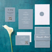 Stofblauw minimalistisch trouwadreslabel etiket (Personaliseer de collectie van deze zelfstandige maker.)
