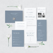 Dusty Blue Modern Elegant Trouwtafel Zitje Kaart