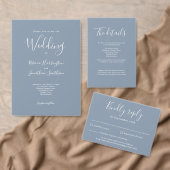Dusty Blue Modern Script Wedding Kaart (Personaliseer de collectie van deze zelfstandige maker.)