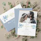 Wilde bloem Periwinkle Dusty Blue Wedding All In One Uitnodiging (Personaliseer deze collectie van deze onafhankelijke maker. Test)