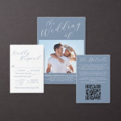 Fotominimalistisch mosterd Blue Script Weddenschap Kaart (Personaliseer de collectie van deze zelfstandige maker.)