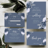 Dusty Blue Silver Floral Wedding Save the Date Acryl Uitnodigingen