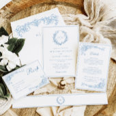 Elegante Blauwe Victoriaans Kreeft bruiloft Ronde Sticker