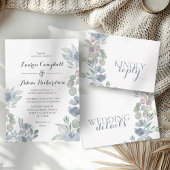 Monogram Stusty Blue Wedding Return Label
