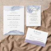 Dusty Gold Elegant Mauve Wedding Invitation Kaart (Personaliseer de collectie van deze zelfstandige maker.)