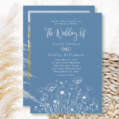 Dusty Blue White Wildflower Menu Choice RSVP Card
