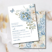 Romantische stoffige blauwe bloem Save the Date We Vellum Uitnodigingen
