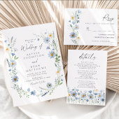 Dusty Blue Sage Wildflower Floral Wedding Kaart