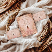 Dusty Blush Rose Garden Quinceañera Kaart