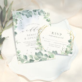 Elegant Eucalyptus & Gold Geometric Wedding RSVP