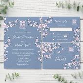 Chinese Huwelijk Roze Stoffig Blauw Huwelijk Detai Informatiekaartje (Personaliseer de collectie van deze zelfstandige maker.)