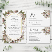 Perzik Roze Boho Waterverf Winter Bloemen Bruiloft Kaart (Personaliseer de collectie van deze zelfstandige maker.)