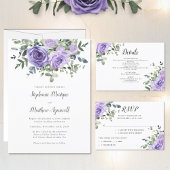 Dusty Paars Roos Eucalyptus Botanical Weddenschap All In One Uitnodiging