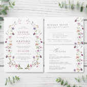 Stoffige Paarse Lavendel Wildflower Garden Wedding Programmakaart (Personaliseer de collectie van deze zelfstandige maker.)